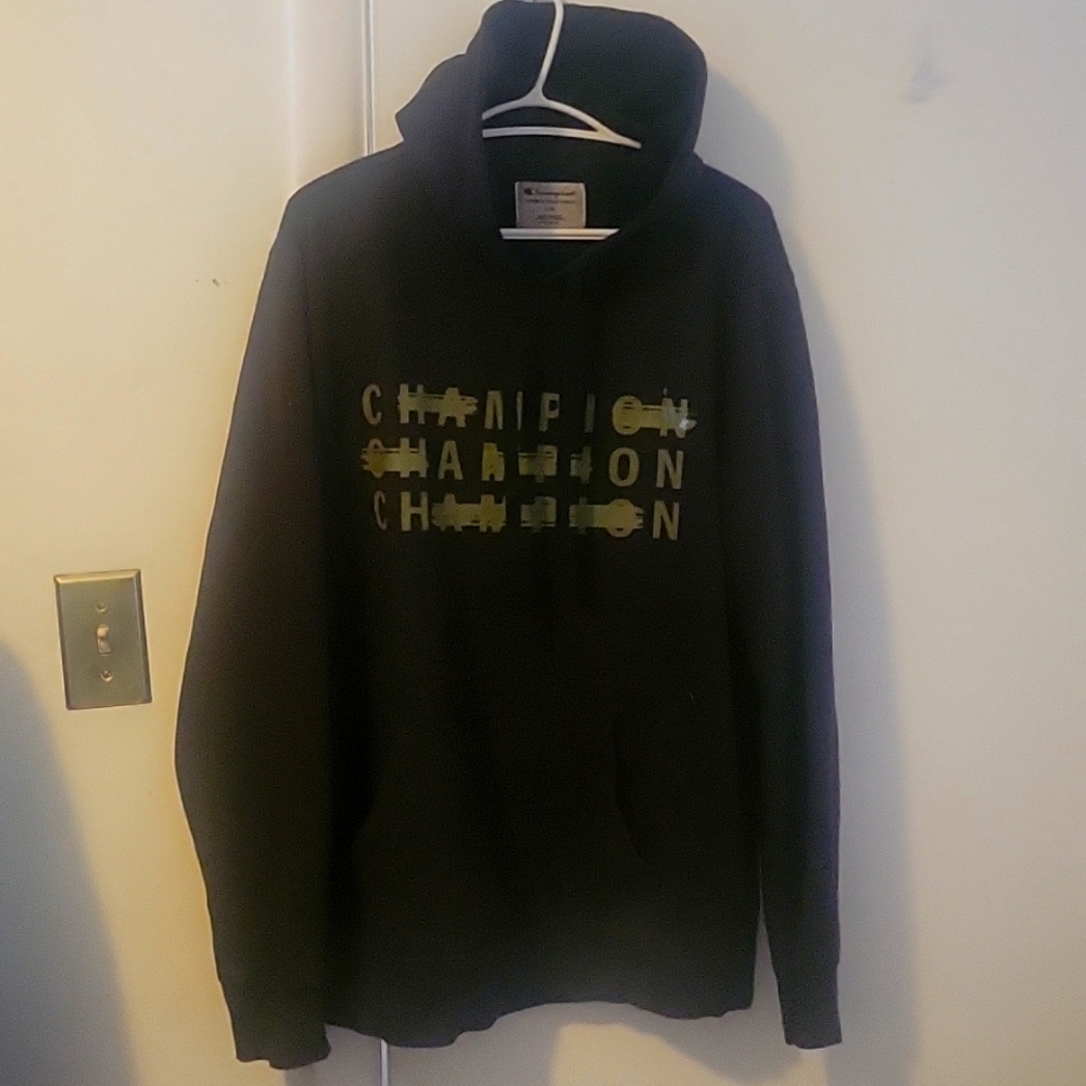 Vintage champion hoodie color black gold size L very rare
